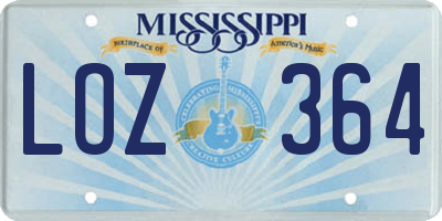 MS license plate LOZ364