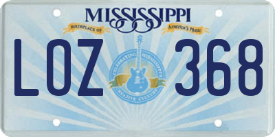 MS license plate LOZ368
