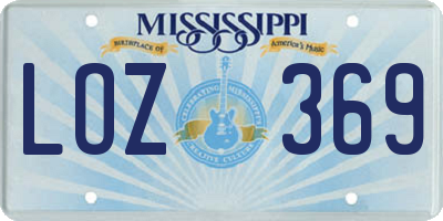 MS license plate LOZ369