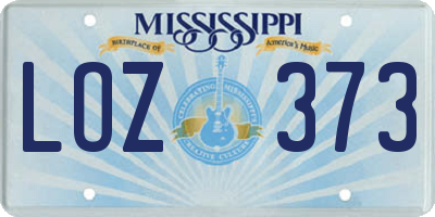 MS license plate LOZ373