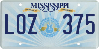 MS license plate LOZ375