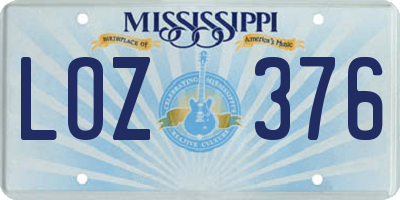 MS license plate LOZ376