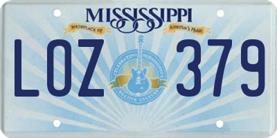 MS license plate LOZ379