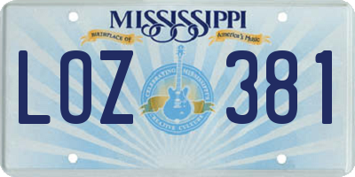 MS license plate LOZ381