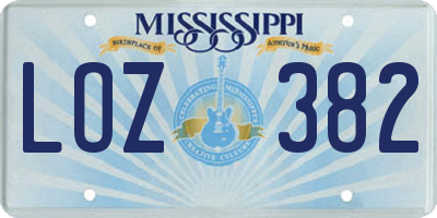 MS license plate LOZ382
