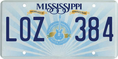 MS license plate LOZ384