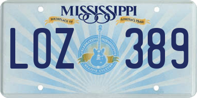 MS license plate LOZ389