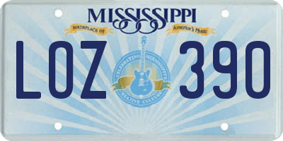 MS license plate LOZ390