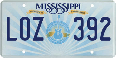 MS license plate LOZ392