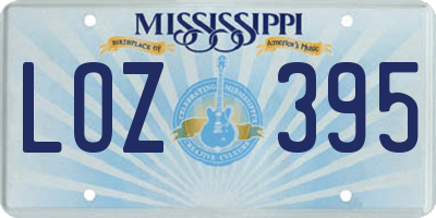 MS license plate LOZ395