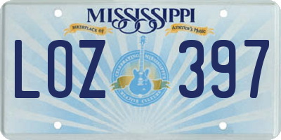 MS license plate LOZ397