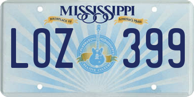 MS license plate LOZ399