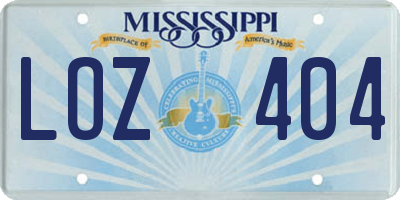 MS license plate LOZ404