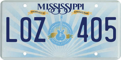 MS license plate LOZ405