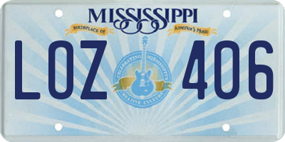 MS license plate LOZ406