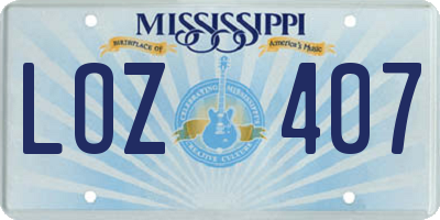MS license plate LOZ407