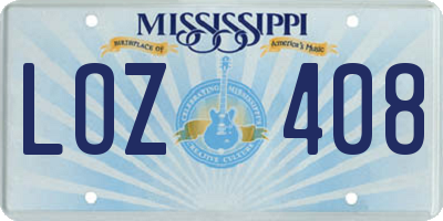 MS license plate LOZ408