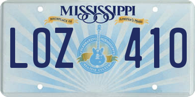 MS license plate LOZ410