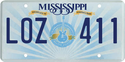 MS license plate LOZ411