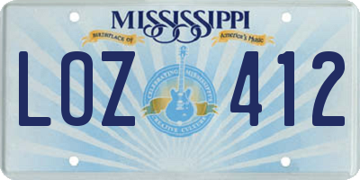 MS license plate LOZ412