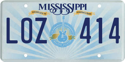 MS license plate LOZ414