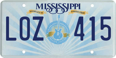 MS license plate LOZ415