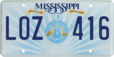 MS license plate LOZ416