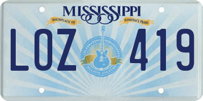 MS license plate LOZ419