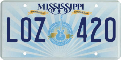 MS license plate LOZ420