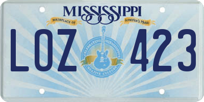 MS license plate LOZ423