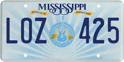 MS license plate LOZ425