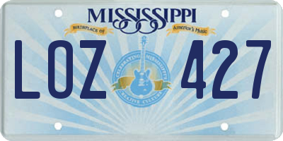 MS license plate LOZ427