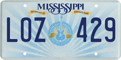 MS license plate LOZ429