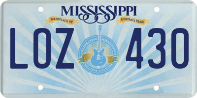 MS license plate LOZ430