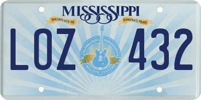 MS license plate LOZ432
