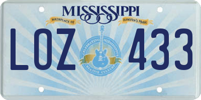 MS license plate LOZ433
