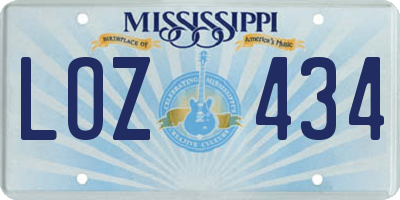MS license plate LOZ434
