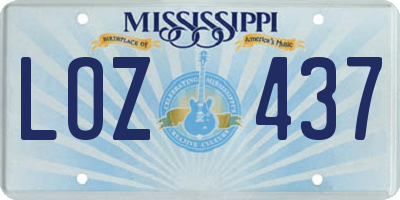 MS license plate LOZ437