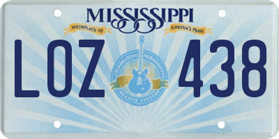 MS license plate LOZ438