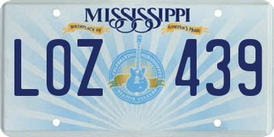 MS license plate LOZ439