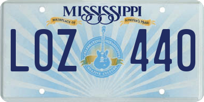 MS license plate LOZ440