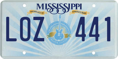MS license plate LOZ441