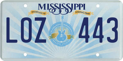 MS license plate LOZ443