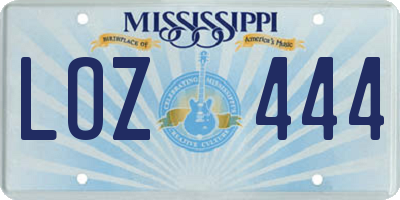 MS license plate LOZ444