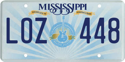 MS license plate LOZ448