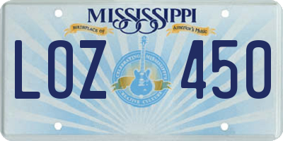 MS license plate LOZ450