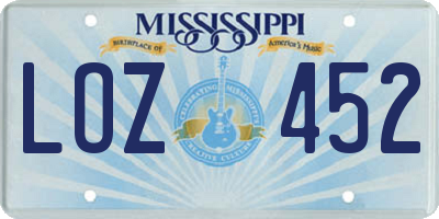 MS license plate LOZ452