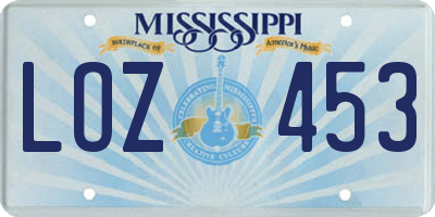 MS license plate LOZ453
