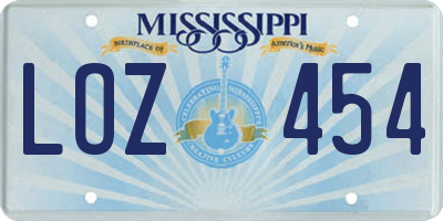 MS license plate LOZ454