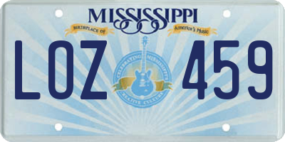 MS license plate LOZ459